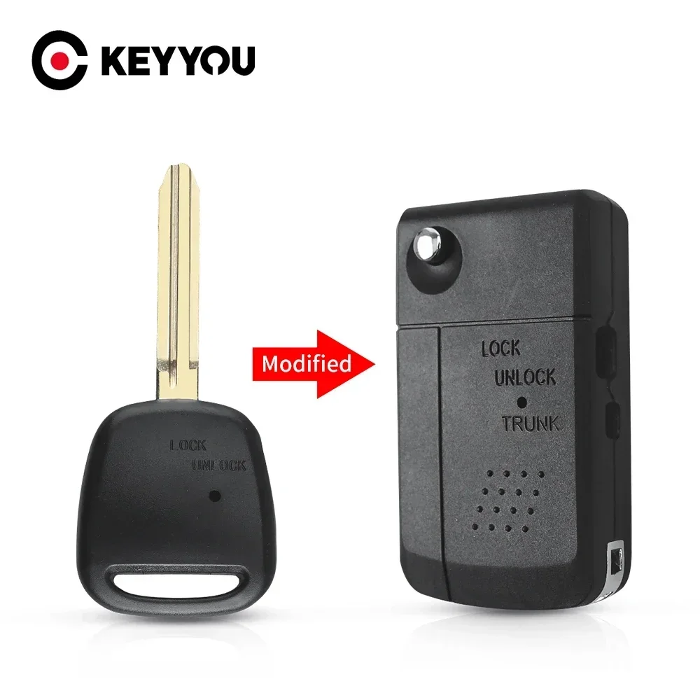 KEYYOU 2 Side Buttons TOY43 Modified Flip Remote Key Shell For Toyota Carina Estima Harrier Previa Corolla Celica