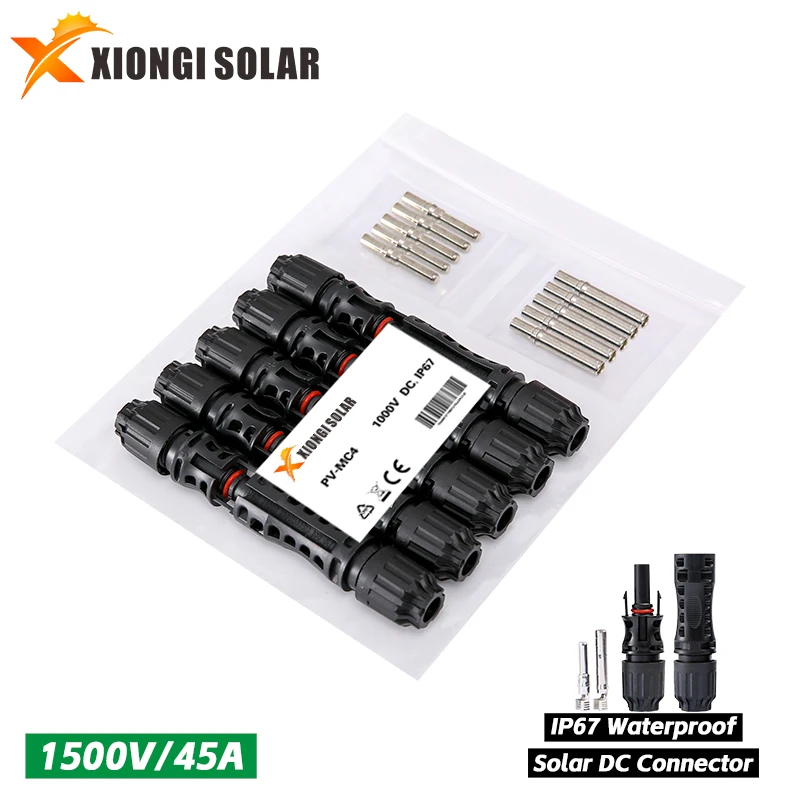 XIONGISOLAR DC Solar Connector 1000V30A Solar Panel  Stecker Connectors Kit for PV/MC Cable 2.5/4/6mm2 1500V/45A