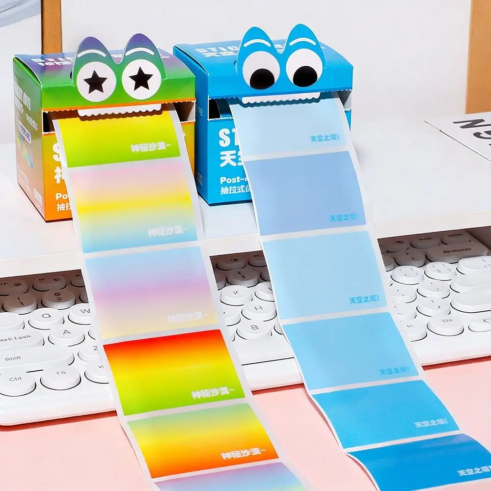 Cartoon Memo Pad Paper Dopamine Pull Out Design Sticky Notes Pearlescent Transparent Self-Adhesive Planner Schedule Stickers