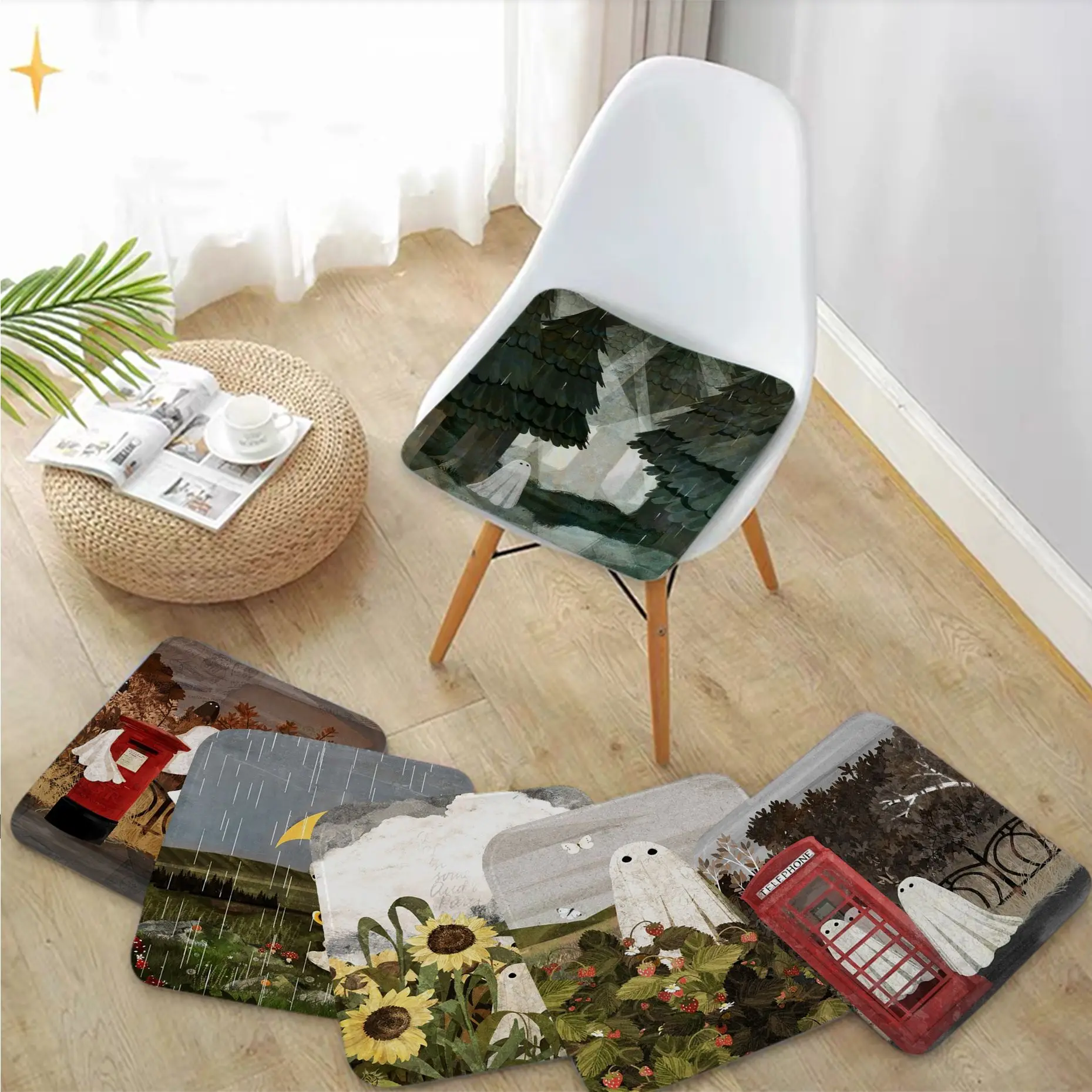 Ghost In The Greenhouse Square Plush Cushion Home Back Cushion Soft Comfortable 50x50cm Sofa Cushion