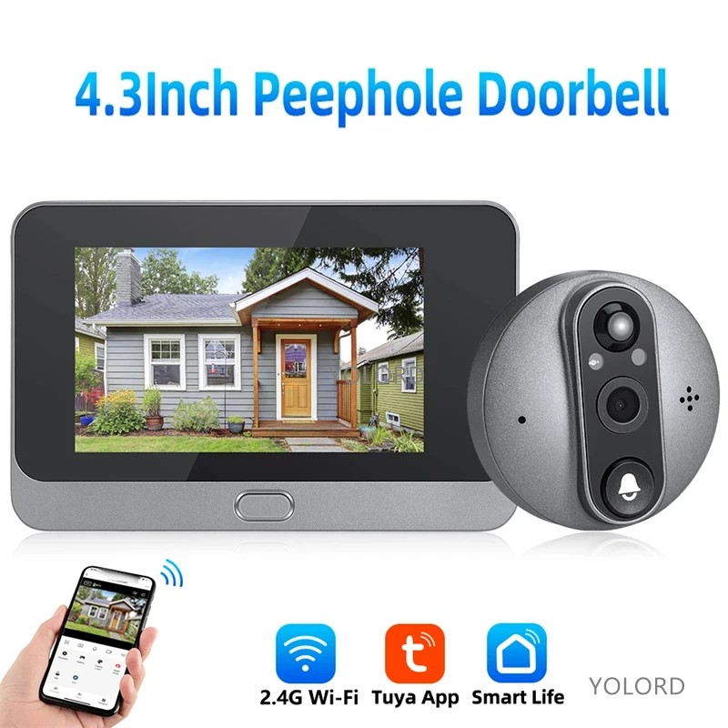 

4.3Inch LCD Peephole Camera Human Detection Record Wireless Wifi Remote Door Monitor Doorbell Home Video Intercom Kit