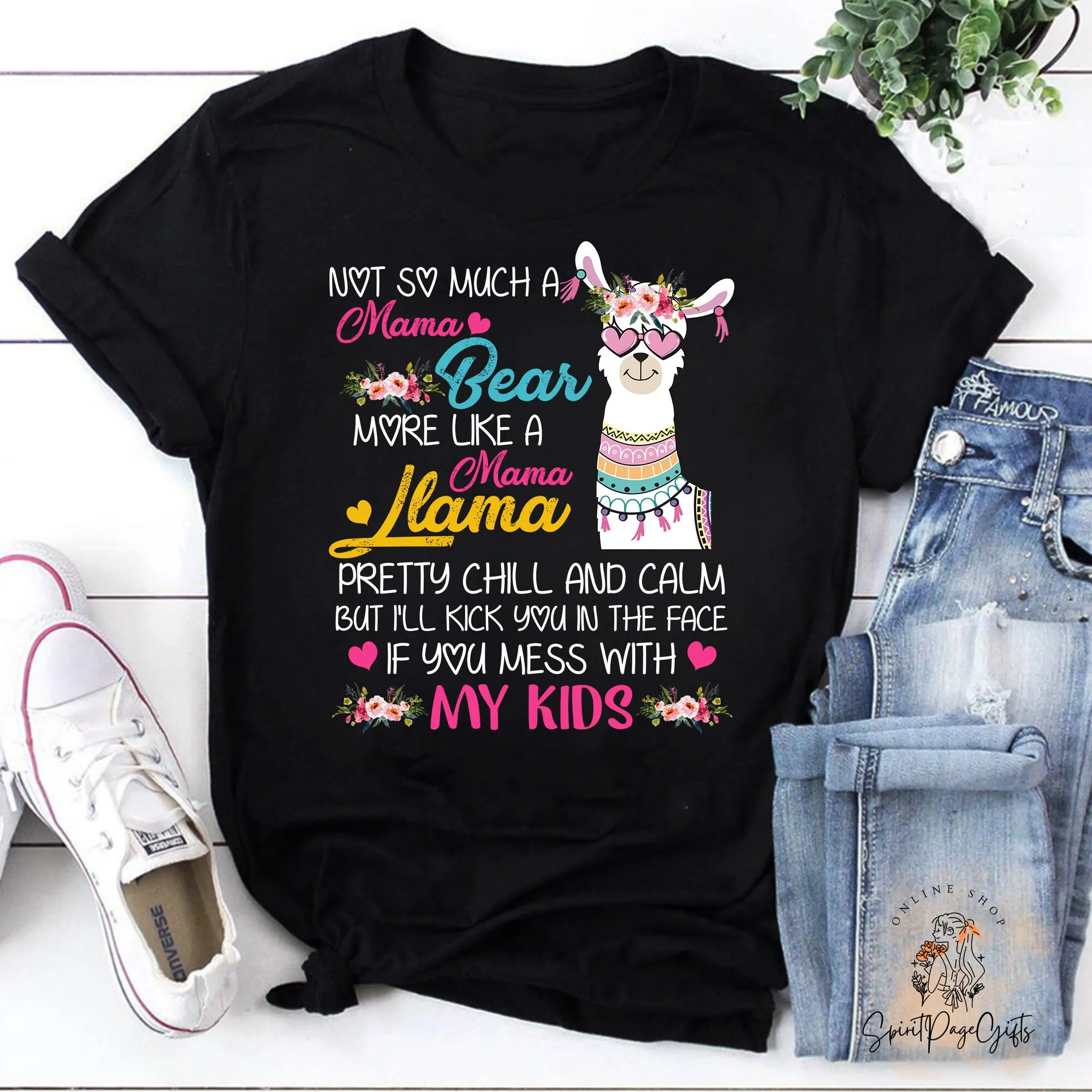 Не так Much A Mama Bear More Like Llama Винтажная футболка для влюбленных Альпаки День матери