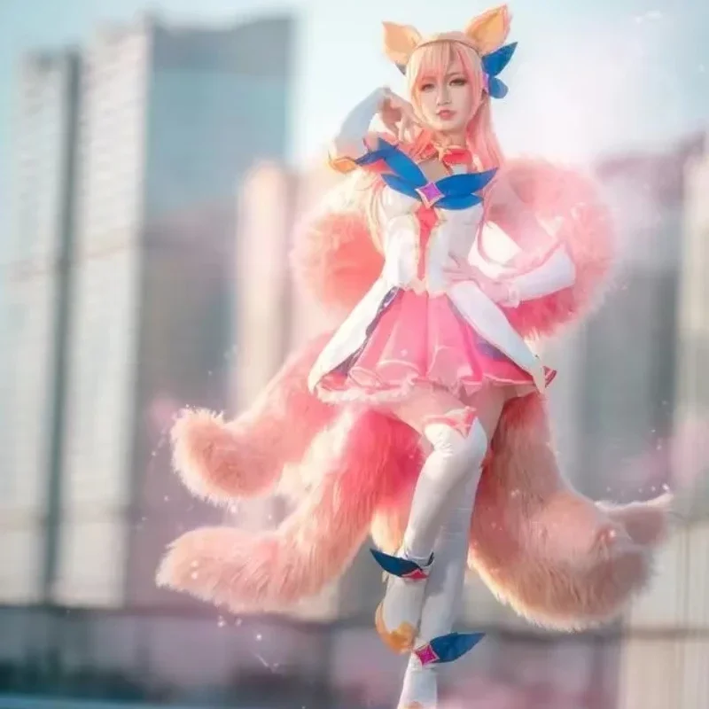 LOL Spirit Blossom Ahri Cosplay colas mujeres Sexy zorro nueve colas actualizado transformar modelo cola de felpa 85CM accesorios Prop