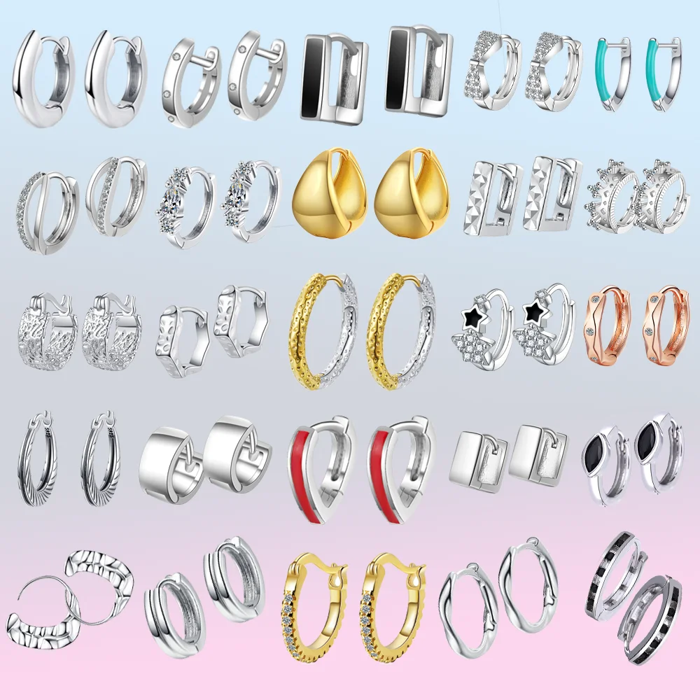 For Girls Hoop Earrings For Women Classic Six Claw Clear AAA+Cubic Zirconia 2026 Stamp 925 Sterling Silver Fashion Jewelry