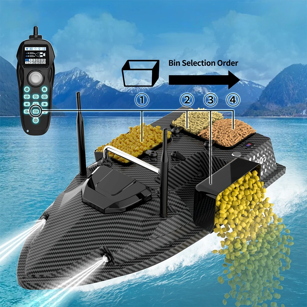 

V803Pro GPS Bait Boat with Sonar 4 Hoppers Dual Antenna Hook Signal Night Light for Professional Carp Fishing