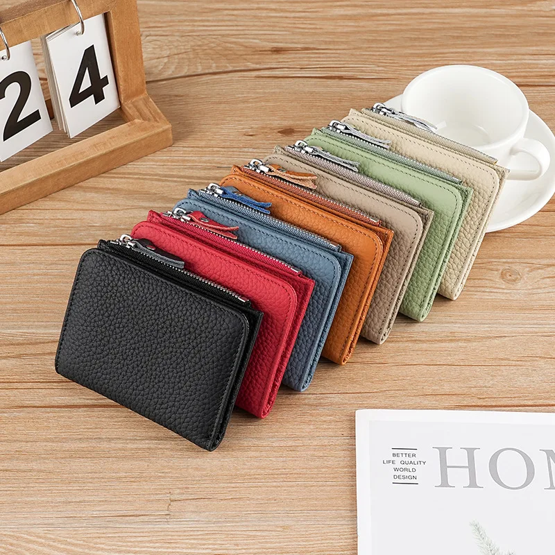 Japanese-style mini student wallet for women, rfid anti-theft brush, genuine leather loose change and coin pocket storage wallet
