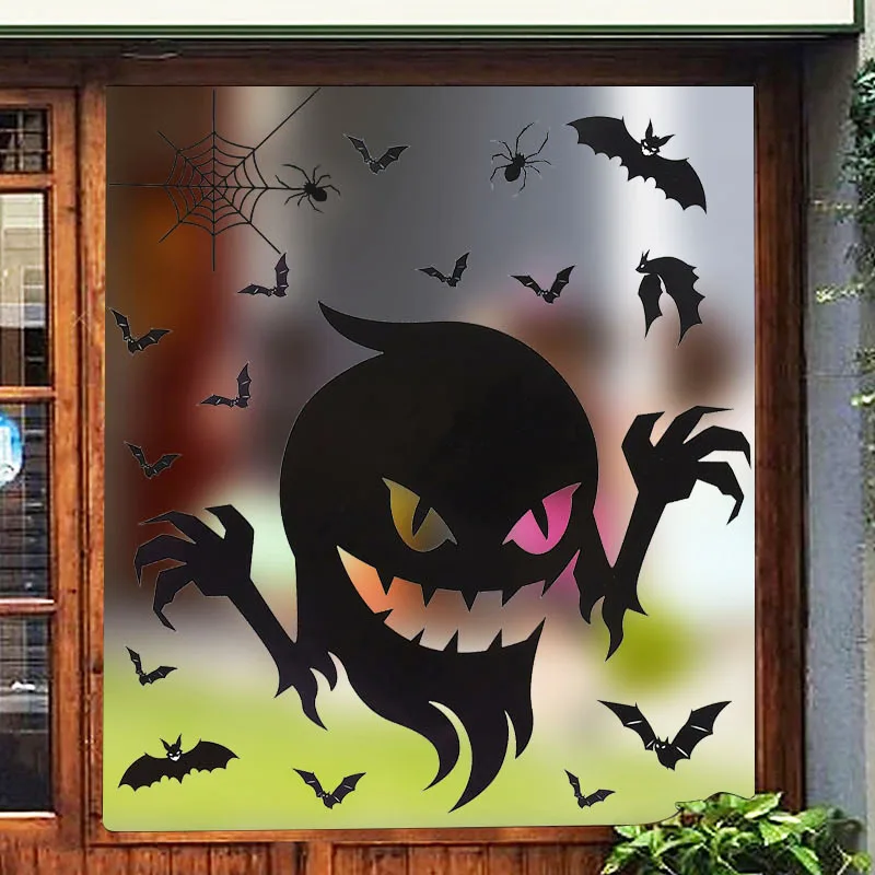 Cadılar bayramı Sticker dev hayalet gölge pencere Sticker cadı ölüm yarasa kafatası duvar Sticker Helloween parti PVC elektrostatik Sticker