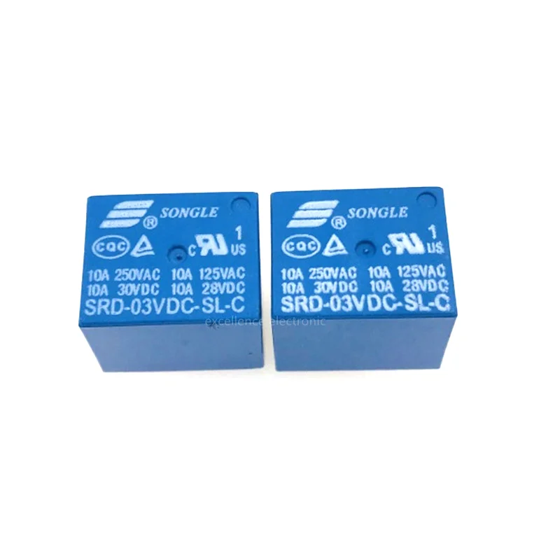 10 Pcs Relay DC 3V 5 Pin Mini Power Relays PCB Type SRD-03VDC-SL-C High Quality