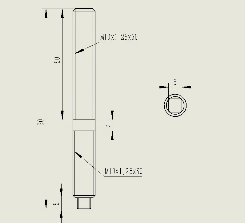 M10x1.25x90 علبة شحن السباق لمحرك التيتانيوم الترباس Gr5
