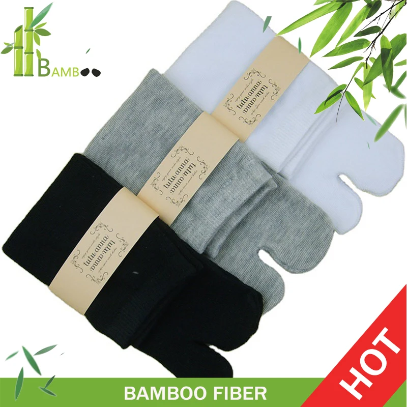 65% Bamboo Fiber 25% Cotton Japanese Style Tabi Socks Women And Men Separate Kimono Flip Flop Two Fingers Crew Sock White 5 Pack