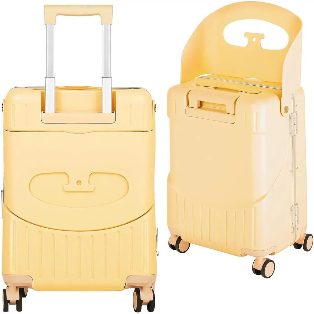 

20 Kids & Adult Ride-On Luggage with 360° Spinner Wheels, Seat, and TSA Lock - Yellow