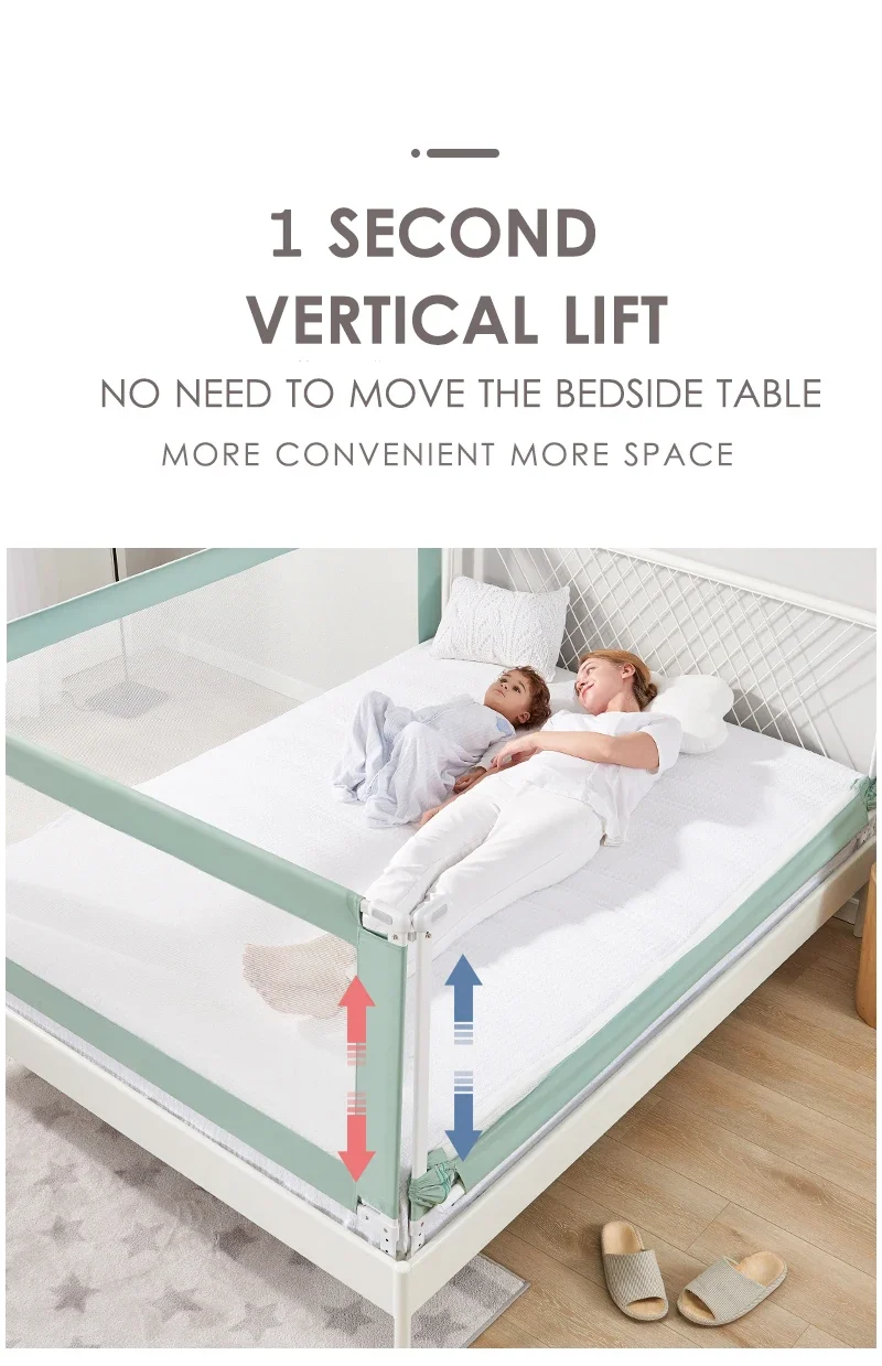 Rieles de cama de altura ajustable para niños, valla de seguridad para bebés, barandilla para niños, barrera para bebés, cama King Size