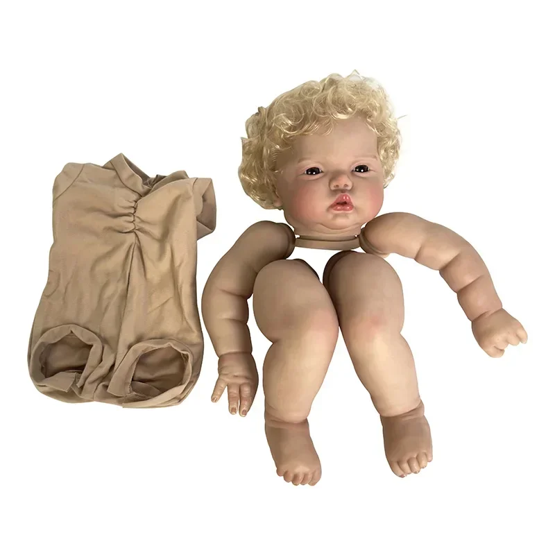 24inch Pickle Awake with Blonde Curly Hair Reborn Doll Kit Already Painted Doll Parts Lifelike Reborn Baby DIY Toys