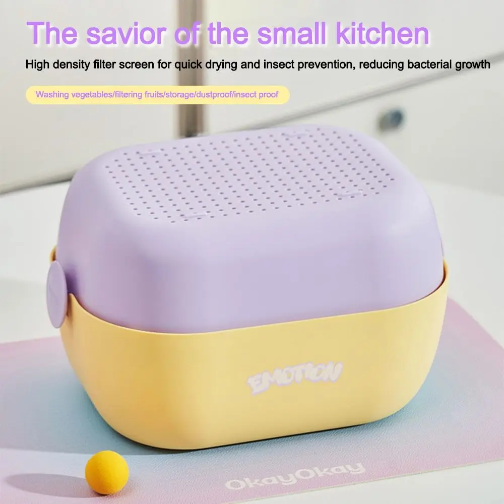 Cute Dopamine Two-color Vegetable and Fruit Washing Basin Large Capacity Double-Layer Drain Basket Fruit Waing Basket