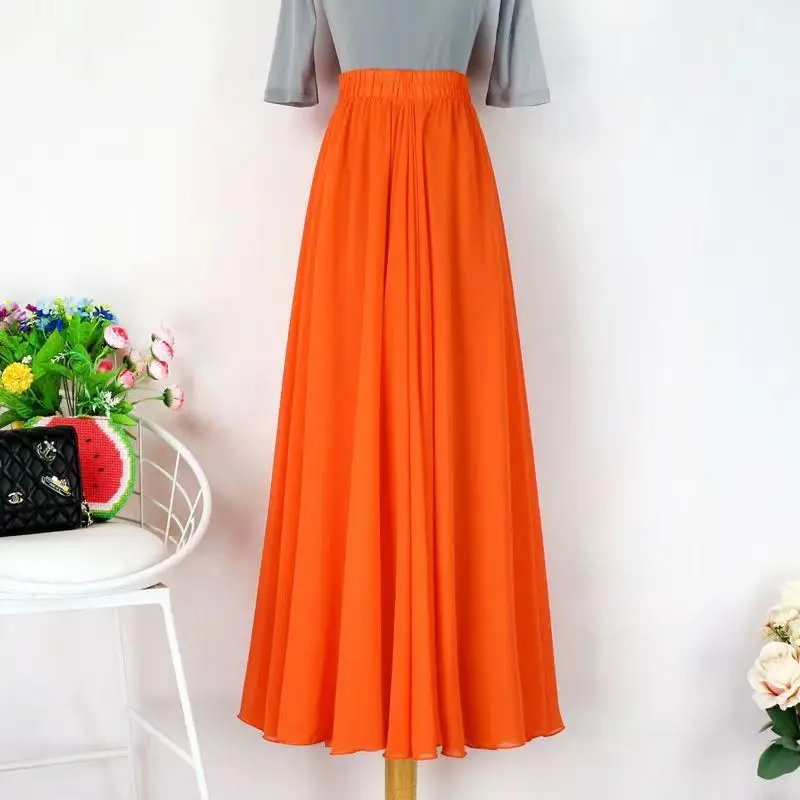 Mulheres 540 graus sortidas gaze saia grande balanço ballet prática roupas chiffon saia cigana saias longas dançarina wear