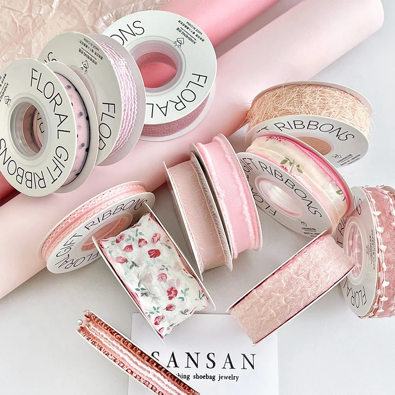 8/10/20 Yards Satin Ribbon Cute Fresh Flower Bouquet Decor Streamers Handmade Flower Gift Wrapping Material DIY Ribbon Accessory