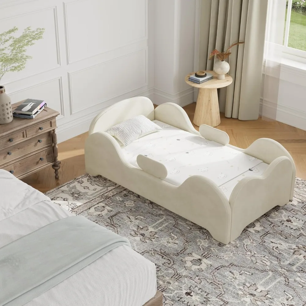 Toddler Bed with Enhanced Safety Features, Standard Crib Dimensions, Low to the Ground, Certified Fabric