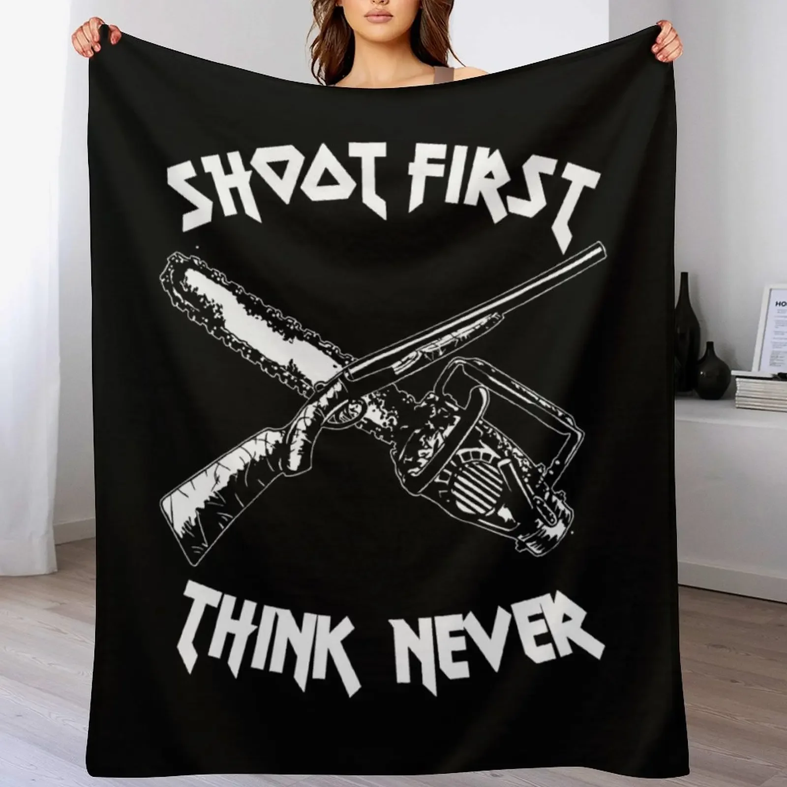 Shoot First Think Never Throw Blanket Multi Purpose Soft Warm Blanket for Home Travel