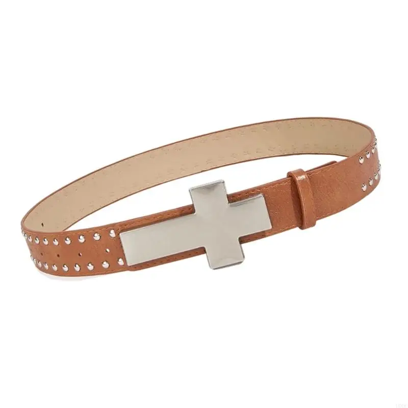Adjustable Unisex PU Leather Girdle Belt With Eye Catching Crucifix Studs Perfect For Casual And Formal Outfits Y166
