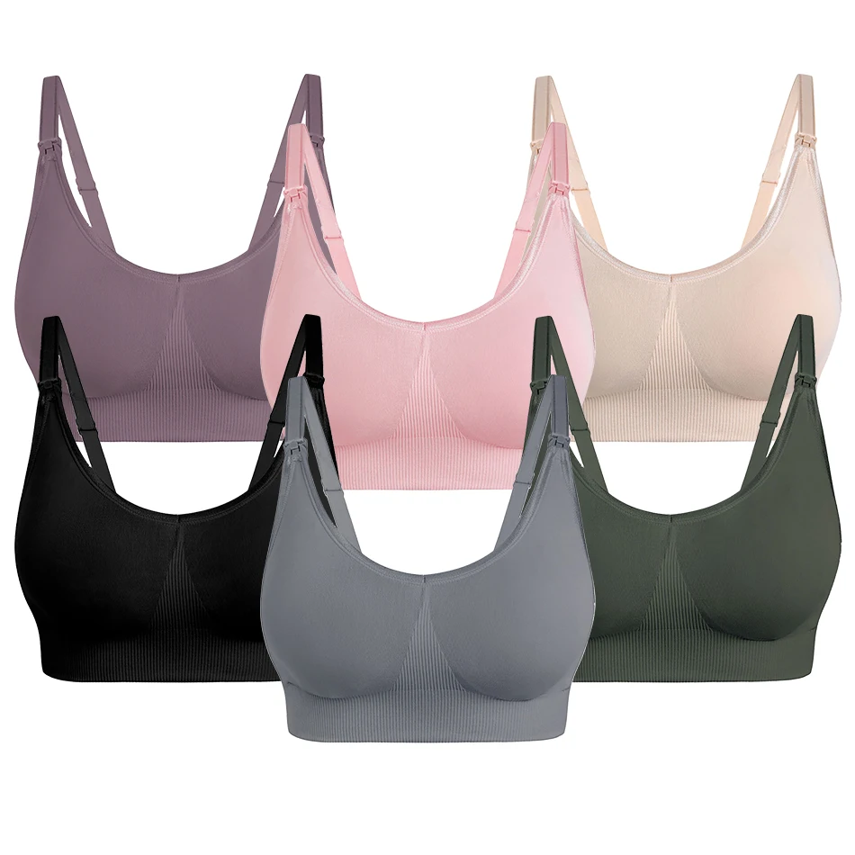 

Pregnant Women Detachable Shoulder Strap Comfortable Bra High Elasticity Seamless Non Binding Anti Sagging Front Open Button Bra