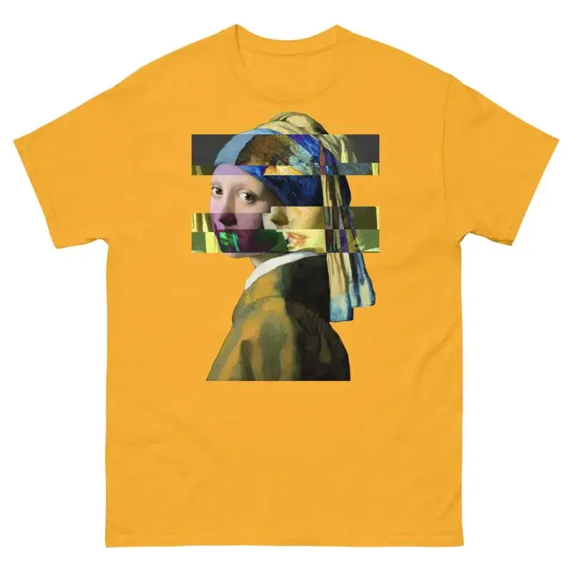 Girl with a Pearl Earring Johannes Vermeer T shirt Glitch Design