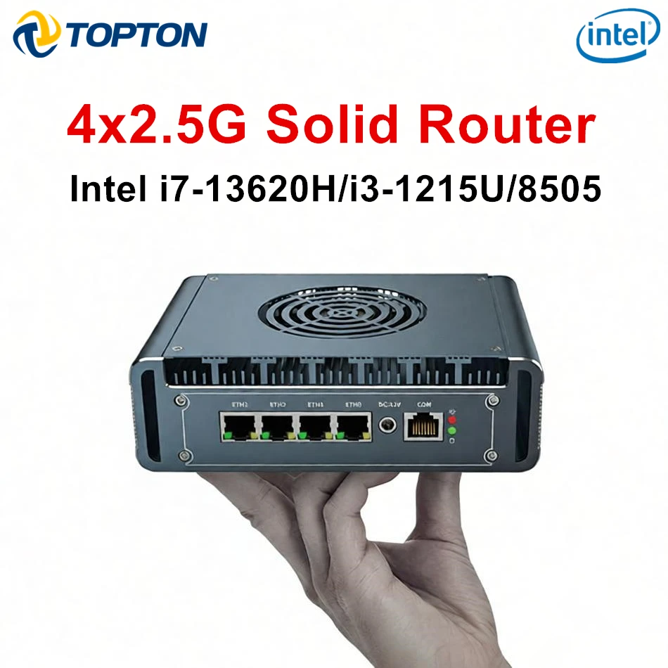 Topton 4x2.5G Solid Soft Router Firewall Mini PC Intel Core i7 i5 i3 8505 J6412 J5005 6305 pfSense OPNsense Proxmox NAS Computer