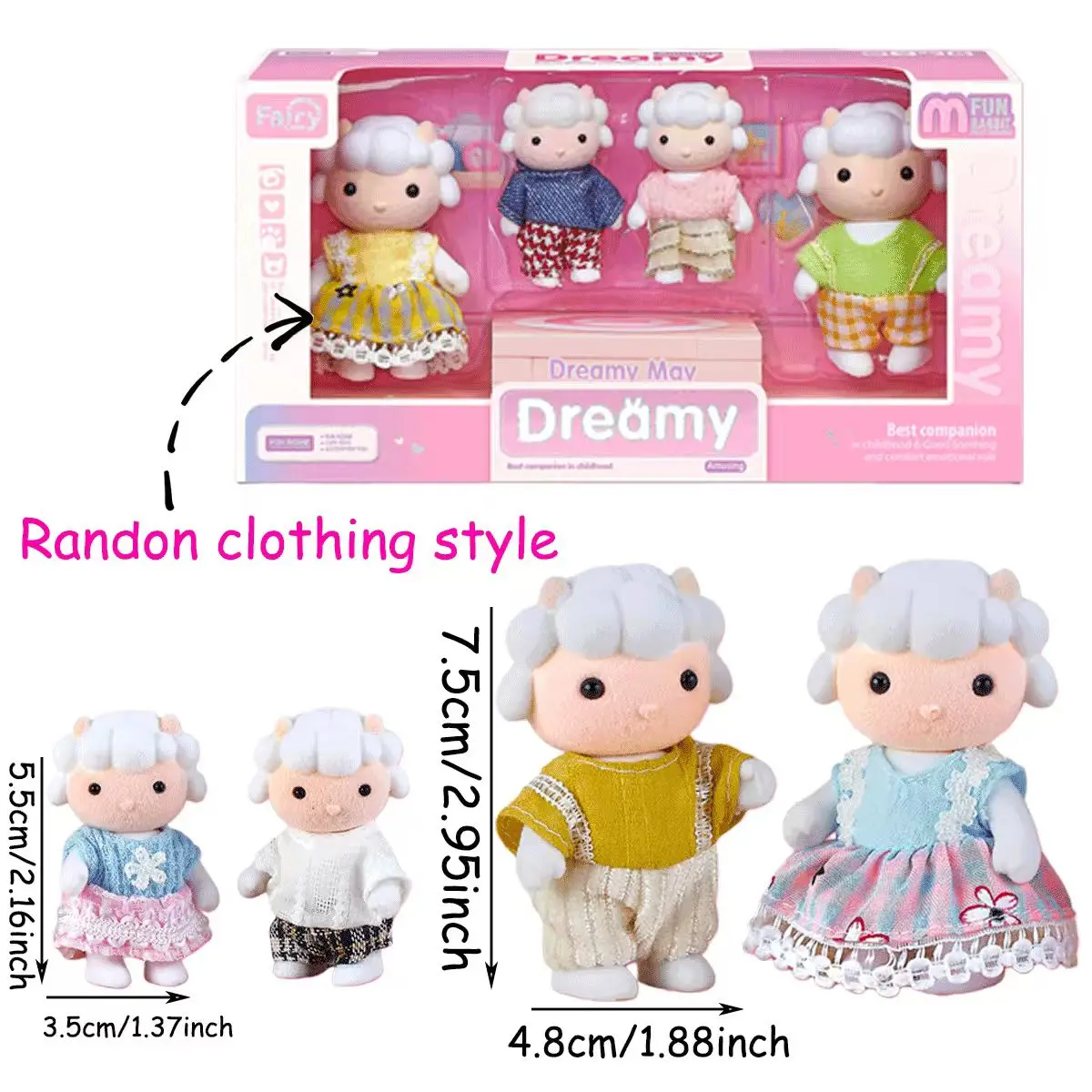 1:12 scale dollhouse forest family doll sheep mini doll furniture set for pretend play, simulation dollhouse toys, holiday gifts