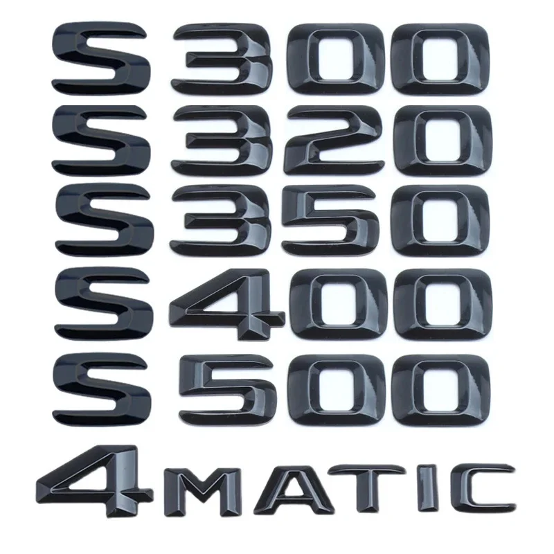 

2015 ABS Black Letters Car Trunk Badge S320 S350 S400 S450 S500 S600 4MATIC Emblem Logo For Mercedes W223 W222 Auto Accessories