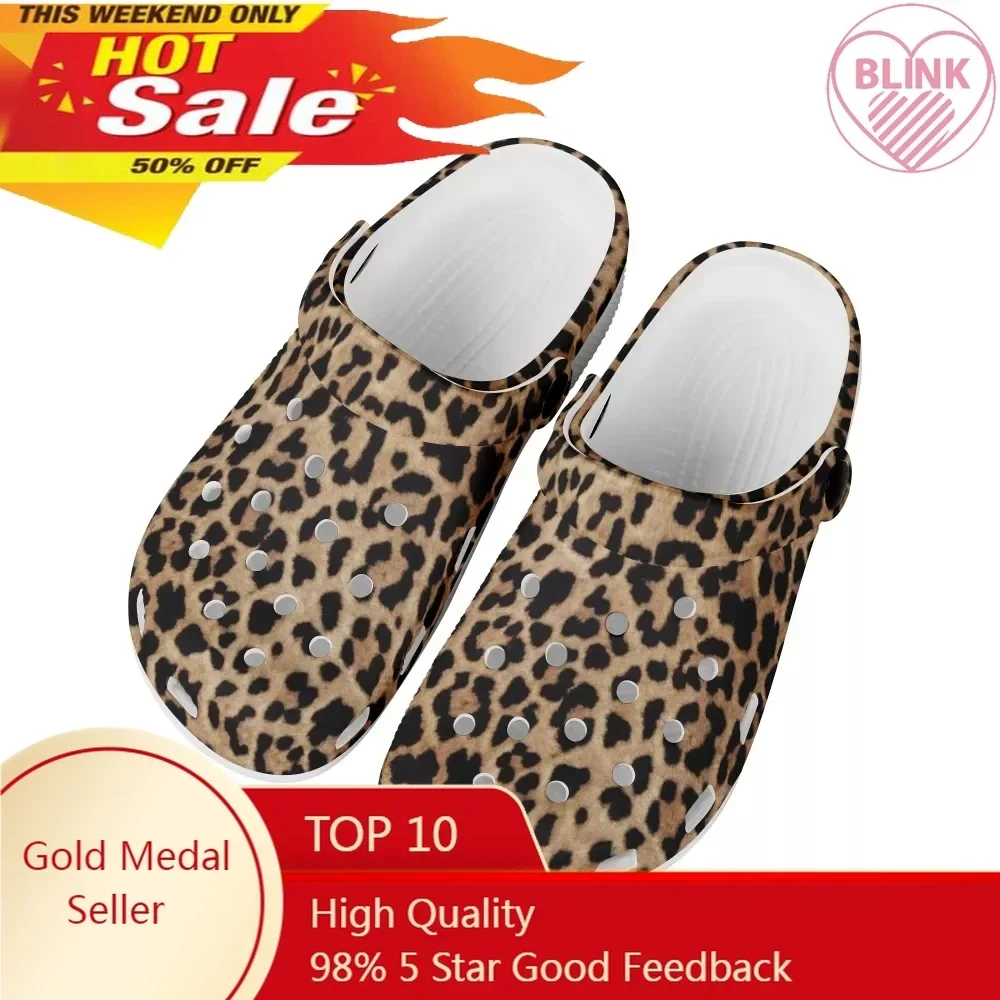 Clogs Sandals Men Large Size Slip On Outdoor Beach Summer Shoes With Hole Leopard Grain Pattern Causal Breathable Male