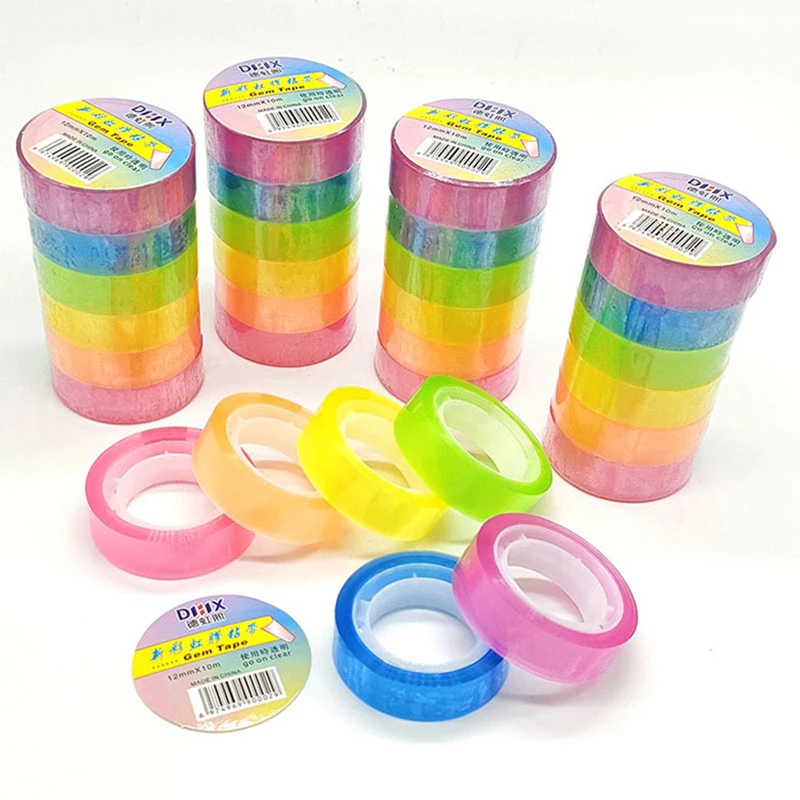 

Офисные канцелярские товары ярких цветов для студентов, лента радужной цветовой модели 12 мм * 10 м
