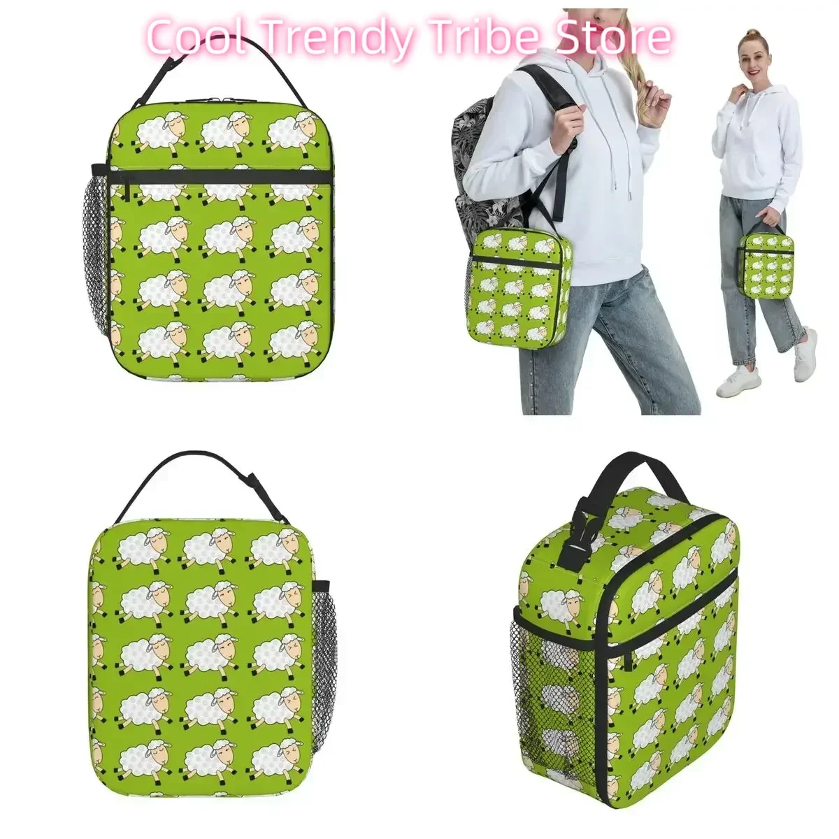 Happy Dancing Sheep Thermal Insulated Lunch Bags School Portable Lunch Container Cooler Thermal Lunch Box