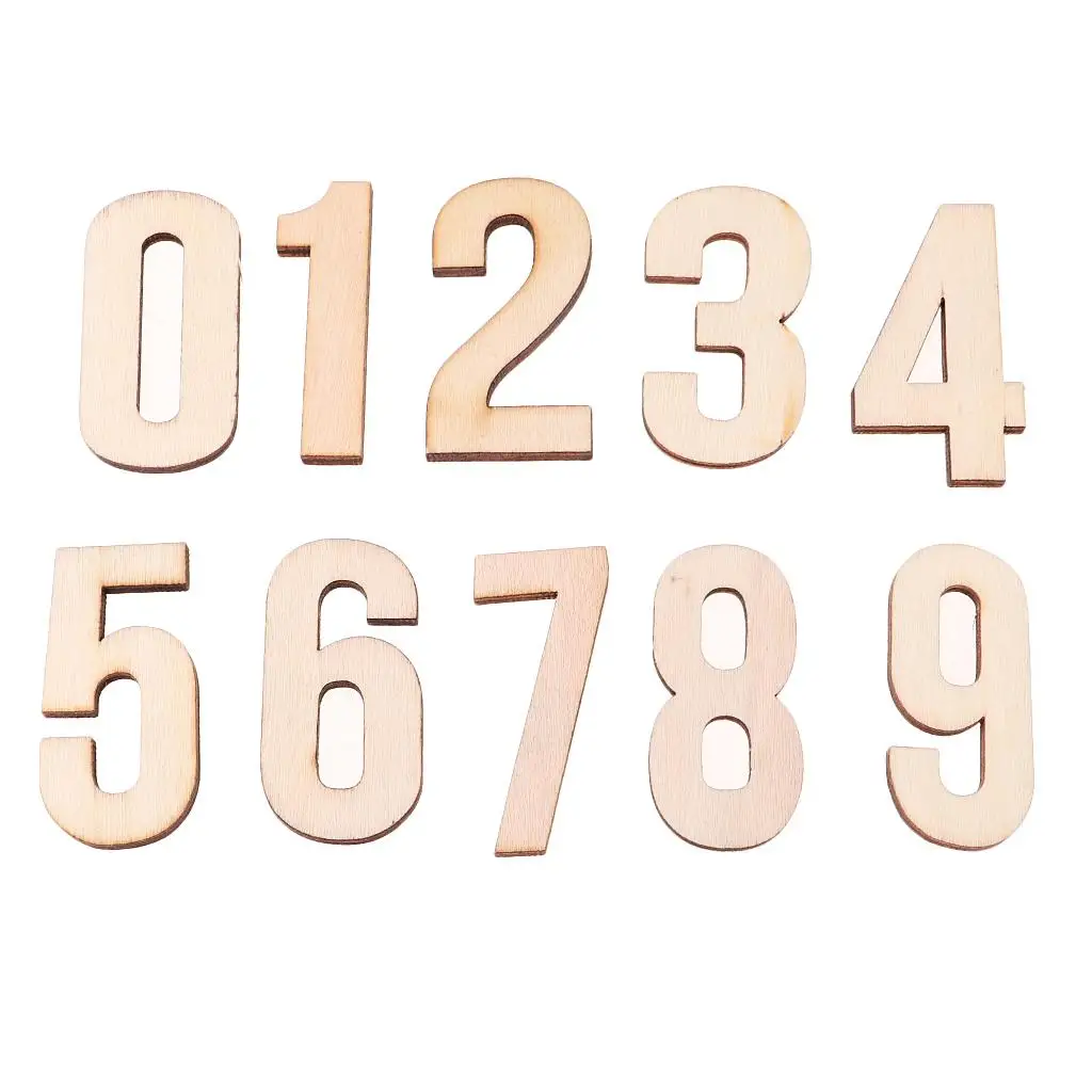 10x زخرفة أرقام عربية خشبية غير مكتملة لحرف الأطفال #6