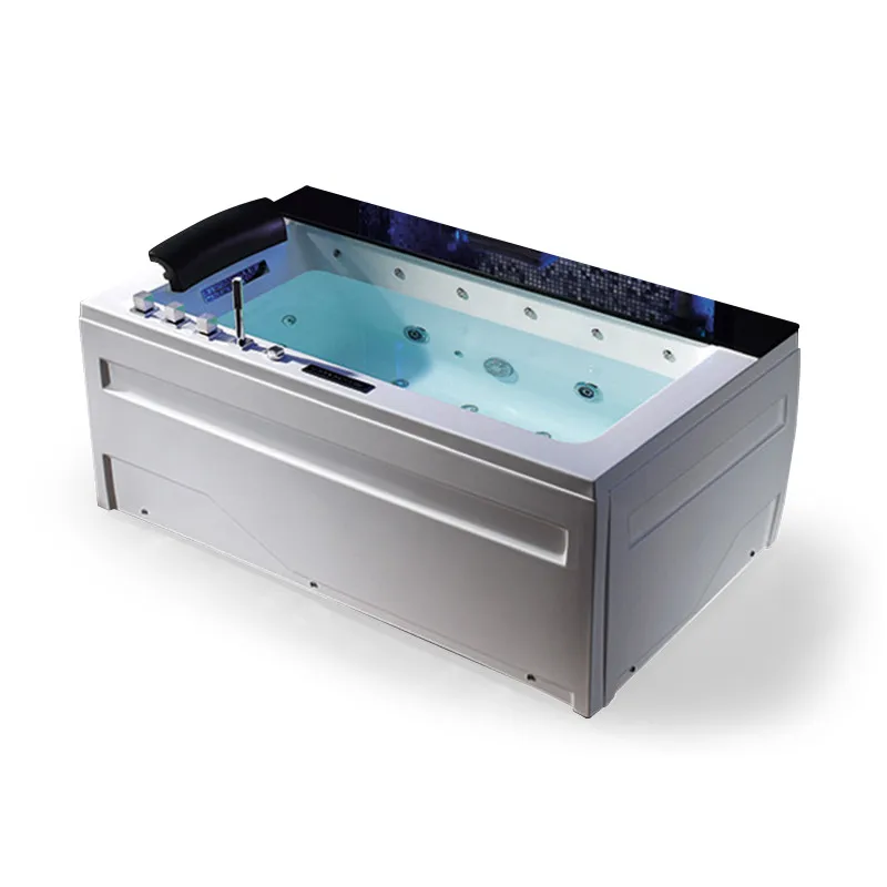 

Акриловая современная минималистичная черно-белая прямоугольная гидромассажная ванна-джакузи для одного человека, отдельностоящая, Villapromo