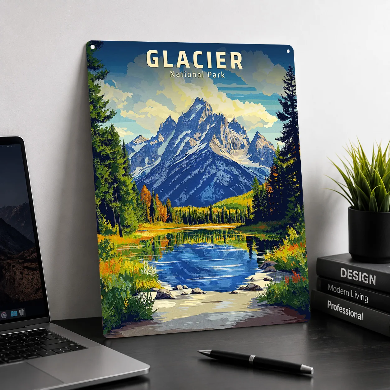 Glacier National Park Travel Personalized 3D Textured Metal Poster Wall Art Tinplate Sign for Funny Signs Home Decor Items House
