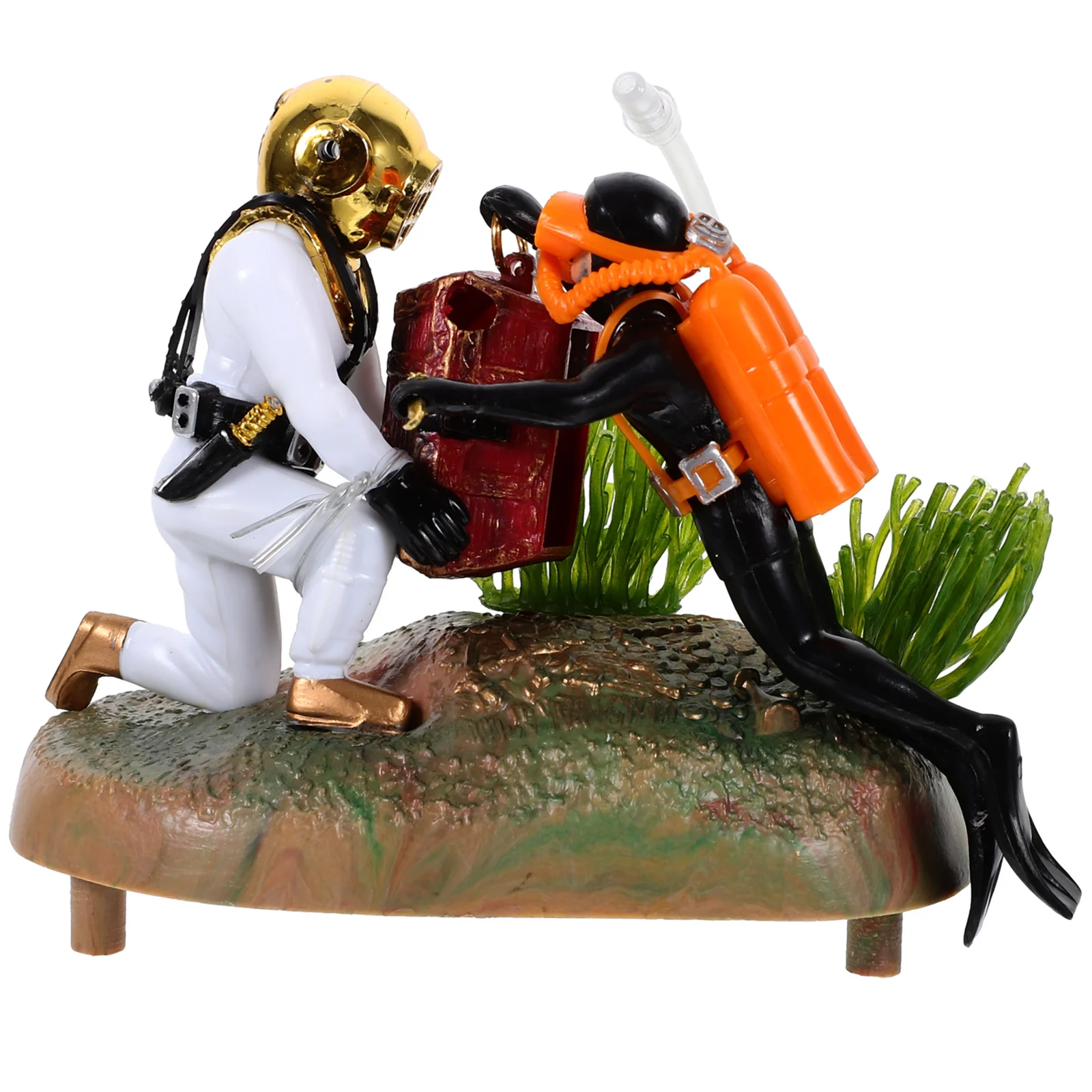 

Tank Decor Diver Treasure Chest Miniature Durable Plastic Aquarium Ornament Desktop Decorative Accessory
