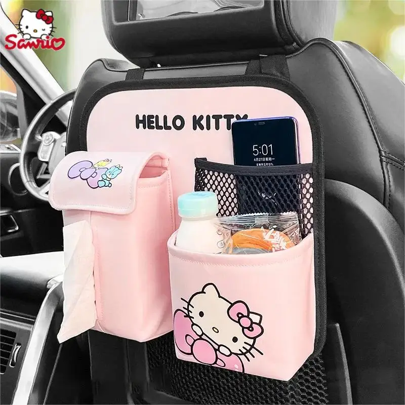 

Kawaii Sanrio Hellokitty заднее сиденье автомобиля коробка для хранения Милая мультяшная многофункциональная Складная мусорная корзина автомобильные аксессуары корзина для хранения