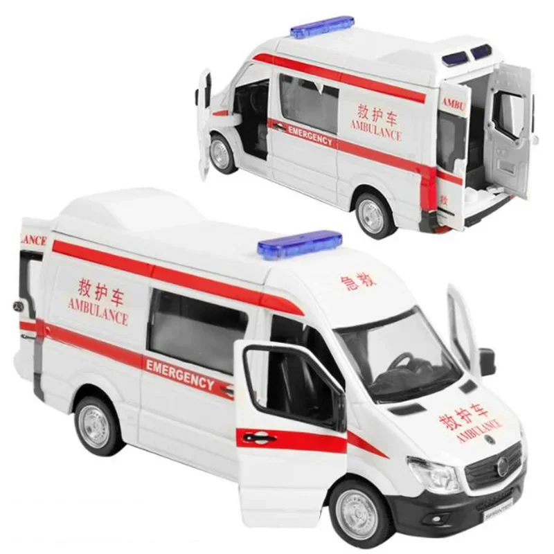 15CM 1:36 Scale Toy Car Metal Alloy Commerical Vehicle Ambulance Pull Back Diecasts Truck Model Toys F Children Collection