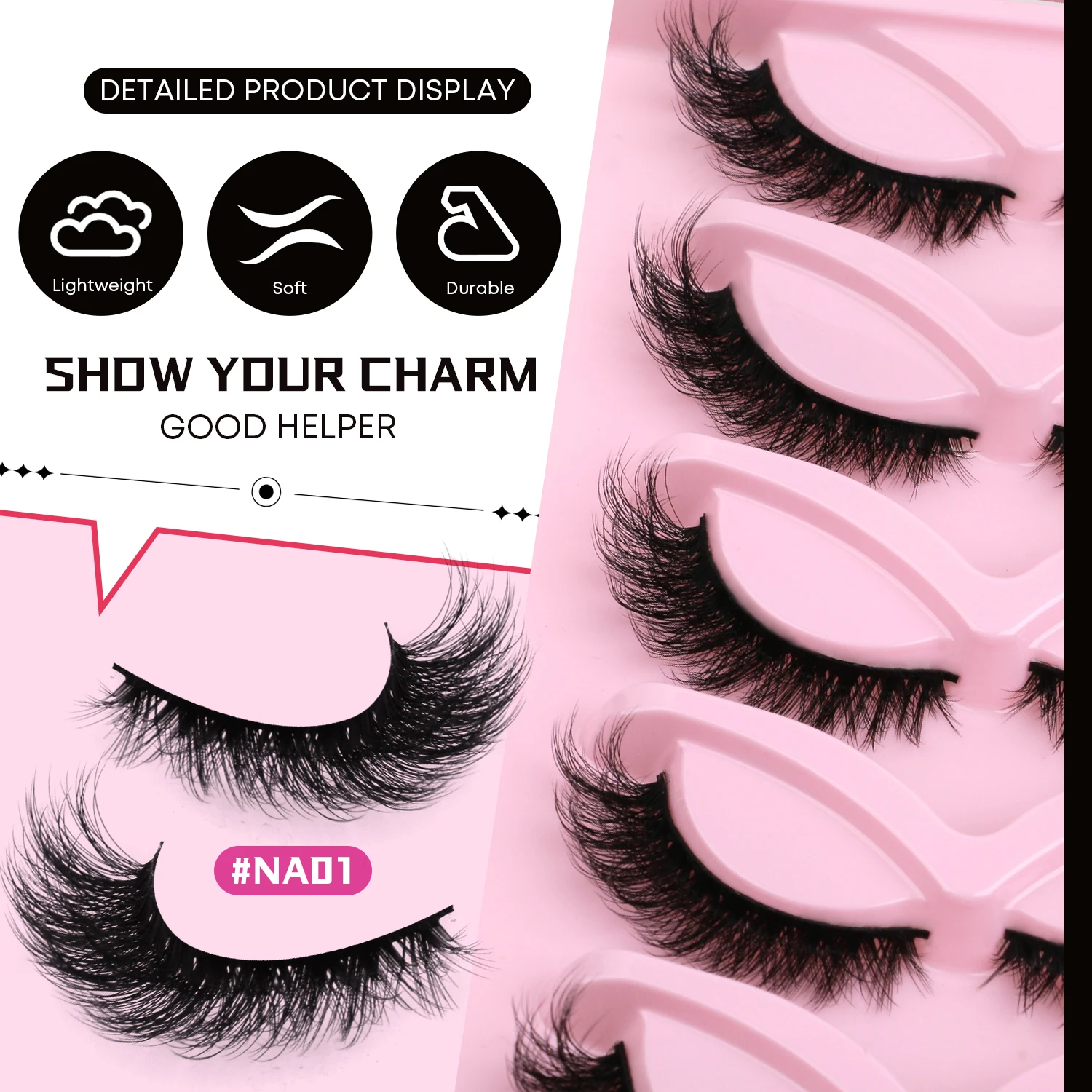 GROINNEYA رموش عين القط الطبيعية رموش اصطناعية مجنح نهاية العين ممدود الرموش فو رموش بالمنك الرموش الصناعية ماكياج