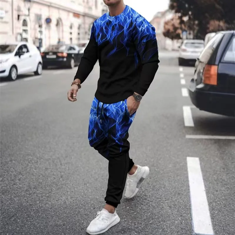 

Summer Men's 2 Piece Set Tracksuits 3d Print Long Sleeve T-shirt Set Streetwear Casual Two Piece Male Oversized Men Tshirt Suit