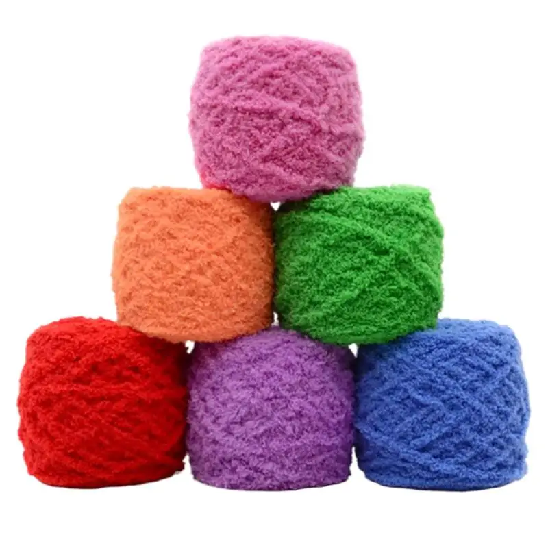 1 Stück 100 g Samt-Chenille-Garn zum Handstricken, superweiches Häkelgarn, DIY-Linie, Decke, Pullover, Tasche, Schuhe, Spielzeug, 3 Stränge