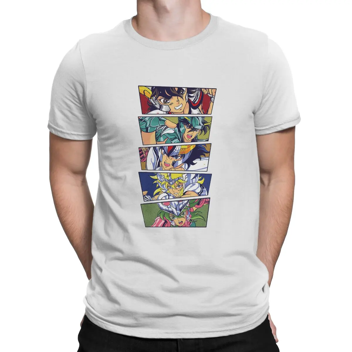 Saint Seiya Manga Cartoon Polyester TShirt for Men The Knights Basic Summer Sweatshirts T Shirt Novelty Trendy