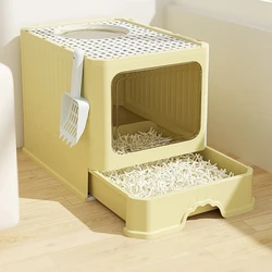 Large Cat Litter Box Fully Enclosed Foldable Deodorised Cat Toilet Sturdy and Durable for All Seasons Cat Restroom