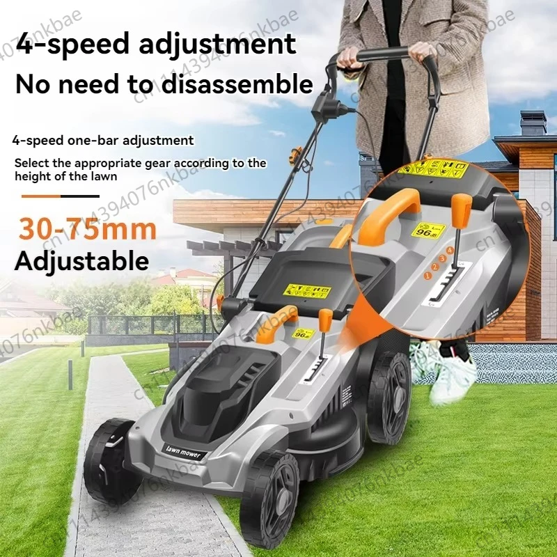 220V 2400W Hand Push Electric Lawn Mower, 3600RPM High Power Weeder, Grass Cutting Tool for Garden Lawn Trimming