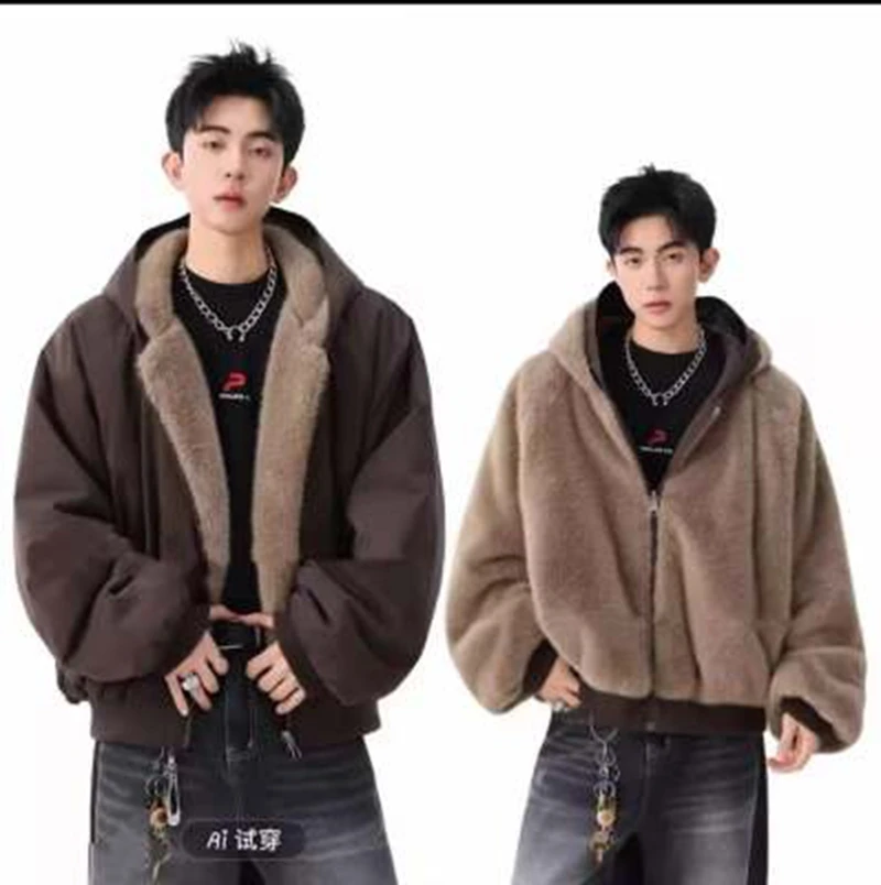 

Зимняя теплая винтажная флисовая куртка мужская зимняя толстая куртка высокого качества корейская уличная одежда свободная пара модное теплое пальто