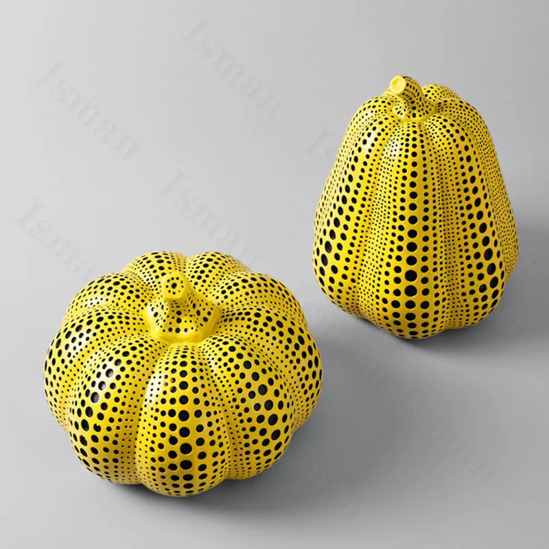 Nordic Polka Dot Pumpkin Craft Ornaments Modern Decor Desktop Fruit Animal Figurine Home Accessories Living Room Decoration