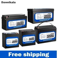 12V battery 20Ah 50Ah 100Ah 150Ah 200Ah LiFePo4 Battery Pack Lithium Iron Phosphate Batteries Built-in BMS For Solar Boat No Tax