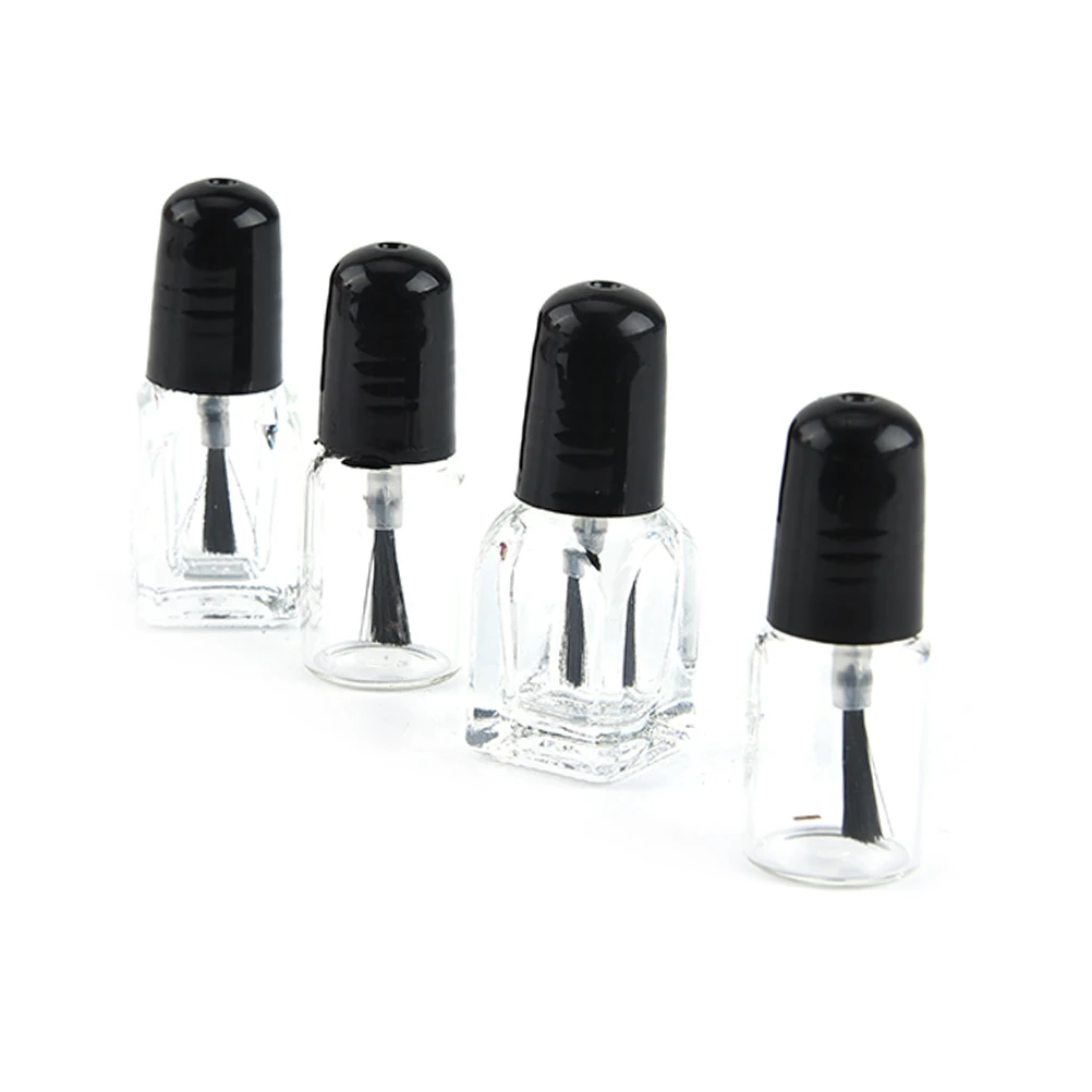 2ml/3ml Empty Nail Polish Clear Glass Bottle Storage Container with Black Cap