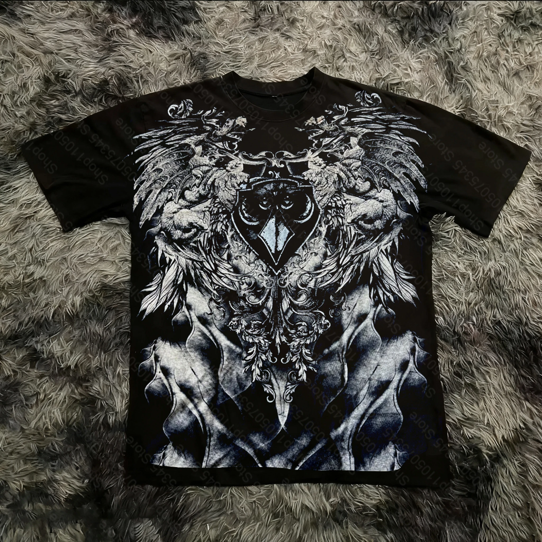 Retro Classic Gothic Style T-shirt Print Oversized Shirt High Street Shirts Gothic Round Neck Cotton Tops New Mens Women T Shirt image 2