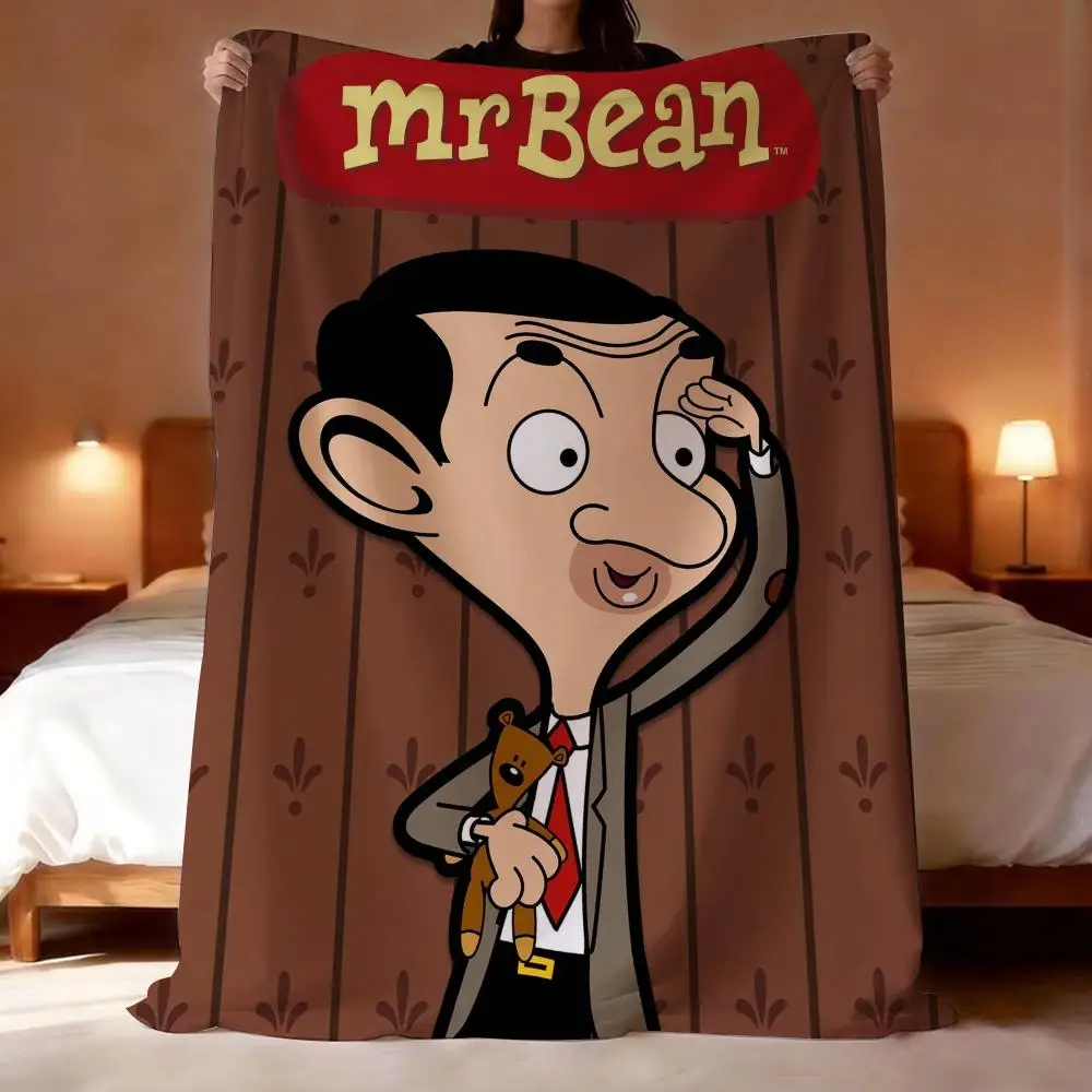 TV Character Mr. Bean Throw Short Plush Throw Blanket Soft Skin-Friendly Multi-Scene Home Office
