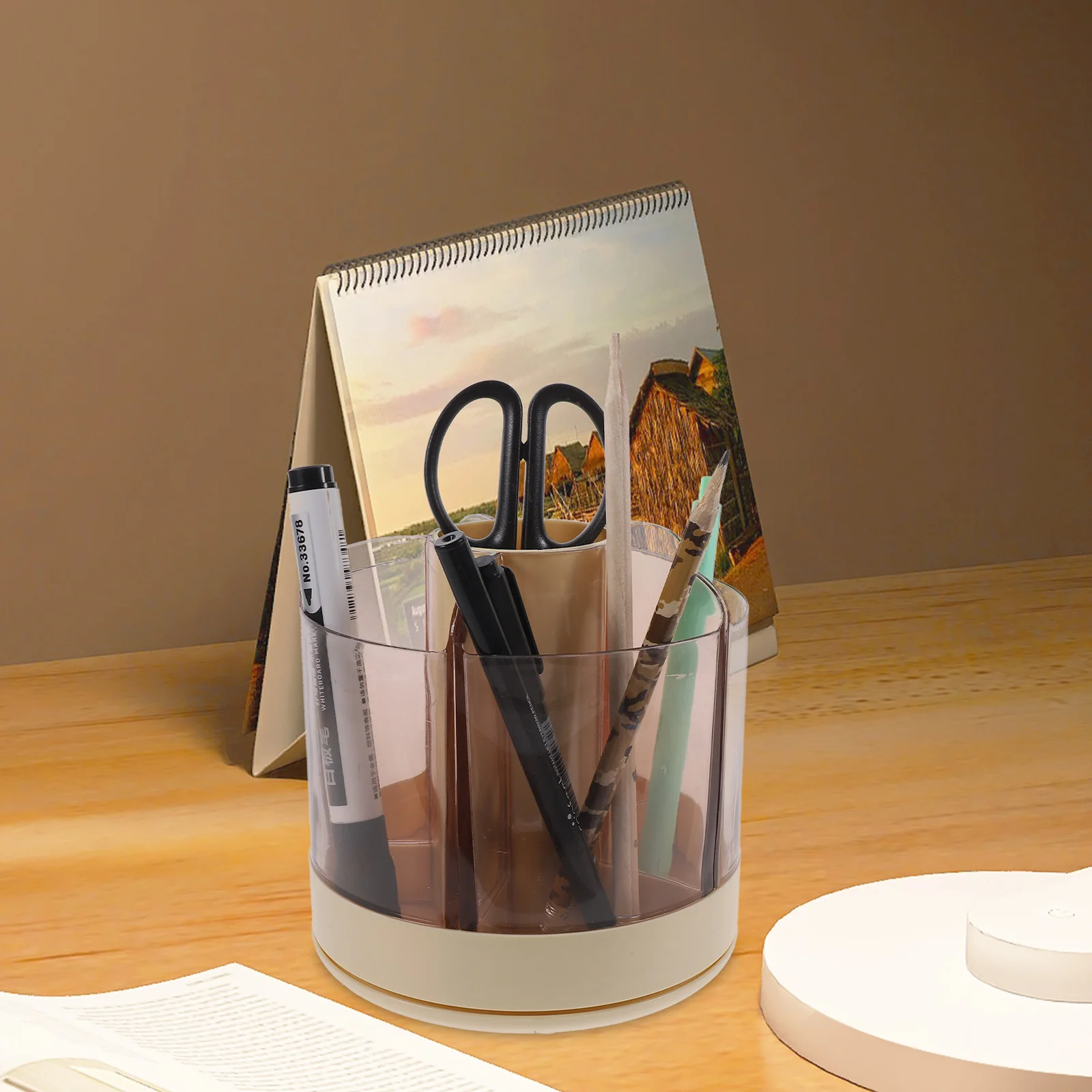 

6 Grid ganizer Storage Box Dustproof Rotating Design for Vanity TableWhite Makeup ganizer Plastic Holder